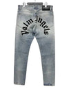 Logo Printed Straight Leg Jeans Blue - PALM ANGELS - BALAAN 2