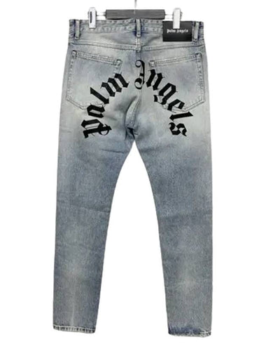 Logo Printed Straight Leg Jeans Blue - PALM ANGELS - BALAAN 1