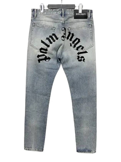 Logo Printed Straight Leg Jeans Blue - PALM ANGELS - BALAAN 2