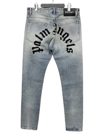 Logo Printed Straight Leg Jeans Blue - PALM ANGELS - BALAAN 1