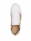 House Check Leather Sneakers Optic White - BURBERRY - BALAAN 7