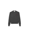 Heart Embroidered Logo Crew Neck Knit Top Heather Grey - AMI - BALAAN 1