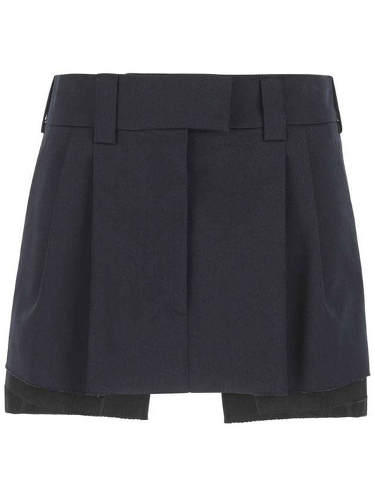 Pocket Edge Mini Cotton H-Line Skirt Navy - MIU MIU - BALAAN 1