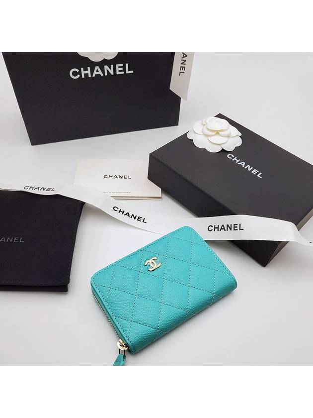 Classic caviar zipper aqua blue gold AP3686 - CHANEL - BALAAN 9