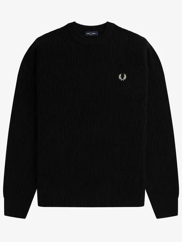 Sharp Textured Lambswool Knit 102 AFPM2336539 Black - FRED PERRY - BALAAN 1