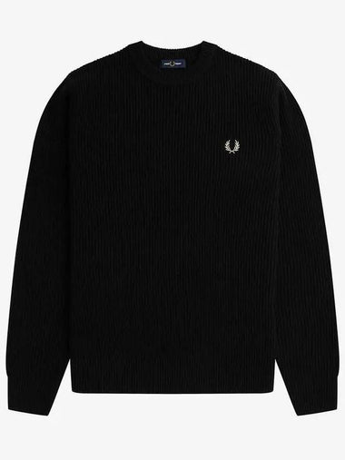 15 Sharp Textured Lambswool Knit 102 AFPM2336539 Black - FRED PERRY - BALAAN 1