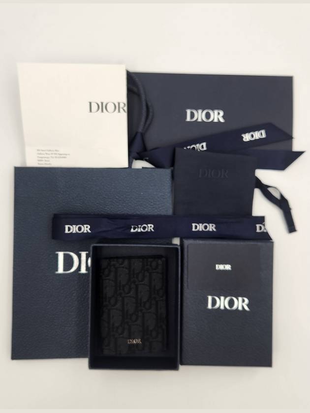 Bi-Fold Card Holder Black  Oblique Jacquard - DIOR - BALAAN 8