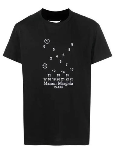 Numeric Embroidered Logo Mako Cotton Short Sleeve T-Shirt Black - MAISON MARGIELA - BALAAN 1