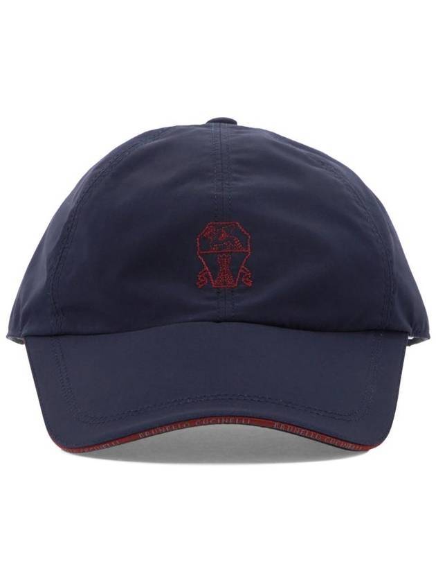 Embroidered Logo Curved Peak Ball Cap Navy - BRUNELLO CUCINELLI - BALAAN 1