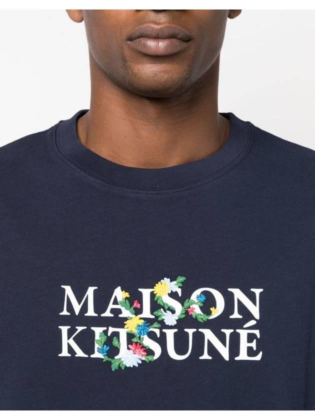 Flowers Oversized Short Sleeve T-Shirt Navy - MAISON KITSUNE - BALAAN 6