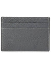 Stripe Note Compartment Pebble Grain Leather Card Wallet Grey - THOM BROWNE - BALAAN 4