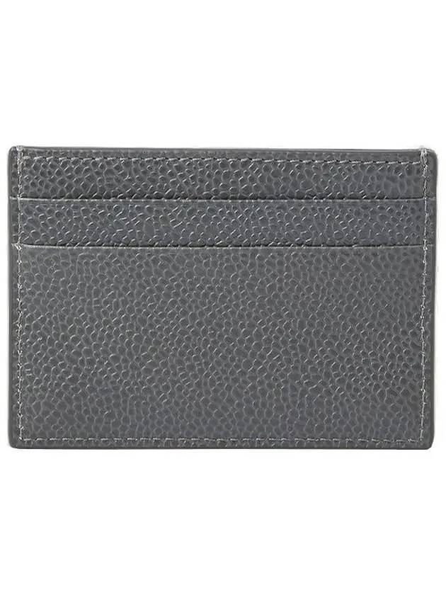 Stripe Note Compartment Pebble Grain Leather Card Wallet Grey - THOM BROWNE - BALAAN 4