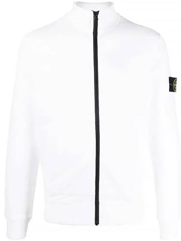 Garment Dyed Cotton Fleece Zip Up Jacket White - STONE ISLAND - BALAAN 2