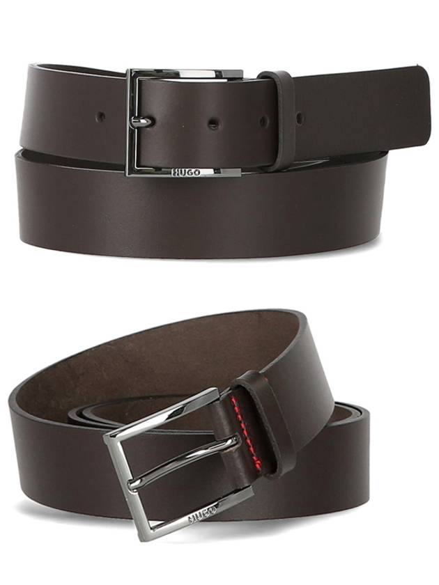 Metal Buckle Leather Belt Dark Brown - HUGO BOSS - BALAAN 2