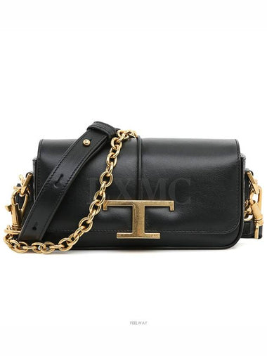 Black Gold T Timeless Chain Mini Tracollina Cross Bag Flap - TOD'S - BALAAN 1