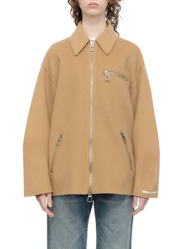 Stop Pure Wool Zip Up Jacket Beige - MAX MARA SPORTMAX - BALAAN 1