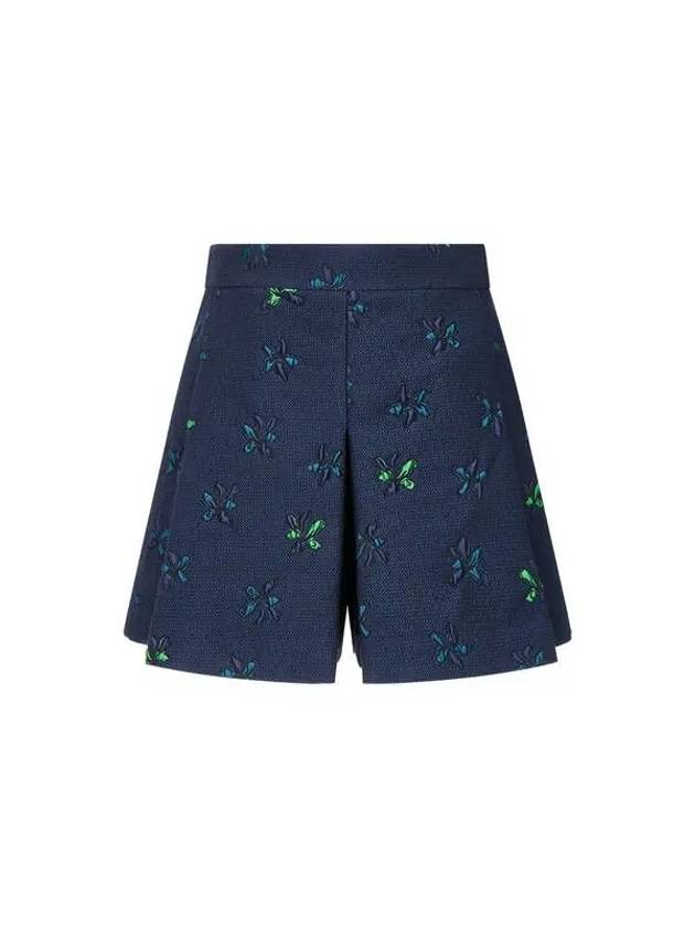 Women s Textured Floral Culotte Shorts Navy - EMPORIO ARMANI - BALAAN 1