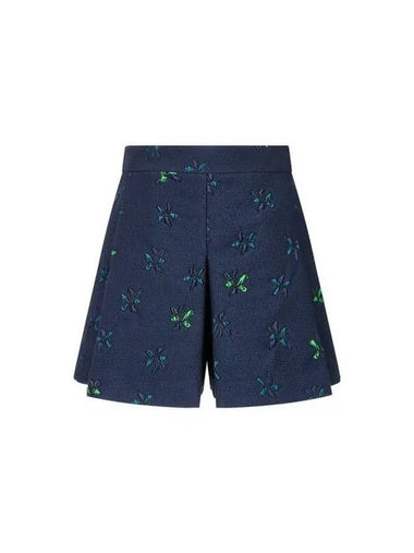 Women s Textured Floral Culotte Shorts Navy - EMPORIO ARMANI - BALAAN 1