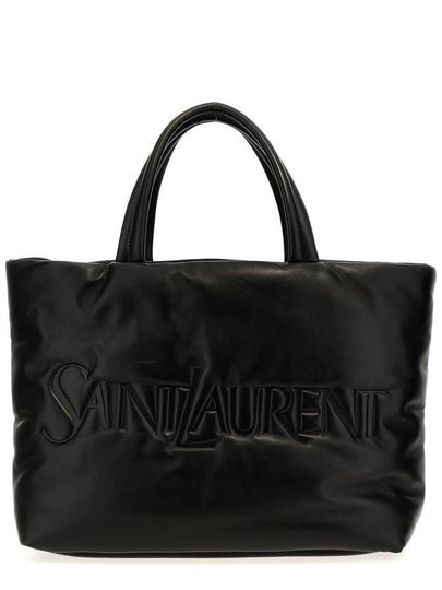 Logo Nappa Lambskin Tote Bag Black - SAINT LAURENT - BALAAN 2