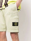 Men's Waffen Patch Fleece Bermuda Shorts Light Green - STONE ISLAND - BALAAN.