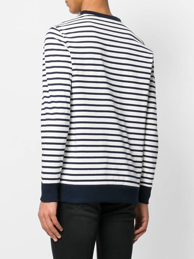 18SS Striped Zipper Anchor Patch Biker Sweatshirt White Navy S8H6252 J141B 159 - BALMAIN - BALAAN 9