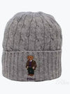 Polo Bear Cable Knit Wool Beanie Grey - POLO RALPH LAUREN - BALAAN 2