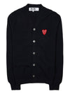 Men's Double Heart Waffen Cardigan P1N076 BLACK - COMME DES GARCONS - BALAAN 10