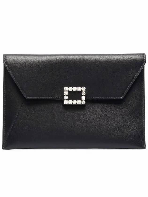 Buckle Envelope Small Clutch Bag Black - ROGER VIVIER - BALAAN.