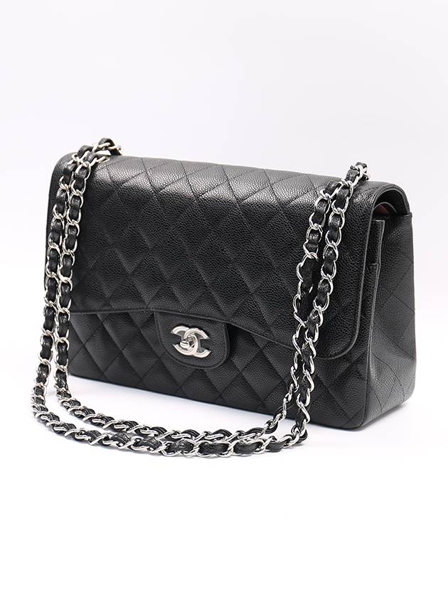 Classic Caviar Lambskin Large Shoulder Bag Silver - CHANEL - BALAAN.