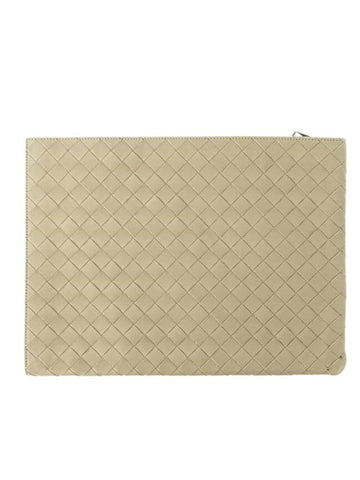 Intrecciato Half-Zip Clutch Bag Beige - BOTTEGA VENETA - BALAAN 1