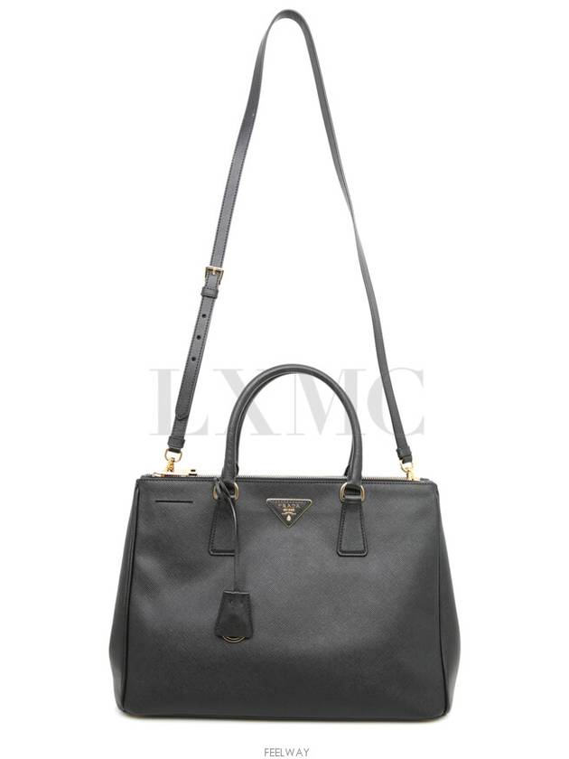 Galleria Saffiano Large Tote BN2274 Black Gold Plated Warranty - PRADA - BALAAN 5