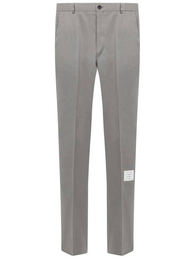 Men's Twill Unconstructed Cotton Straight Pants Grey - THOM BROWNE - BALAAN 1