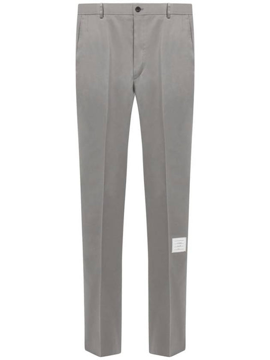 Men's Three-Stripe Tab Cotton Twill Straight Pants Gray - THOM BROWNE - BALAAN 1