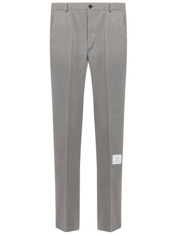 Men's Twill Unconstructed Cotton Straight Pants Grey - THOM BROWNE - BALAAN 1