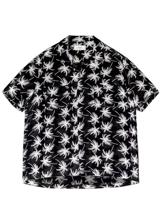 Hawaiian Palm Tree Print Short Sleeve Shirt Black - ROLLING STUDIOS - BALAAN 1