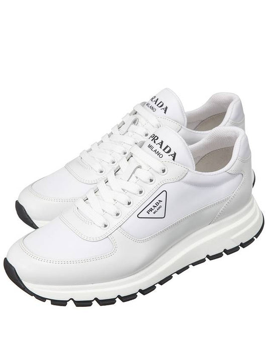 Logo Leather Sneaker White - PRADA - BALAAN 2