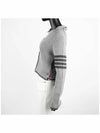 4 Bar Cable Wool Crop Cardigan Grey - THOM BROWNE - BALAAN 4