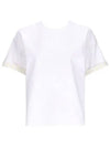 Double Layer Cotton Check Short Sleeve T-Shirt Chalk - BOTTEGA VENETA - BALAAN 2