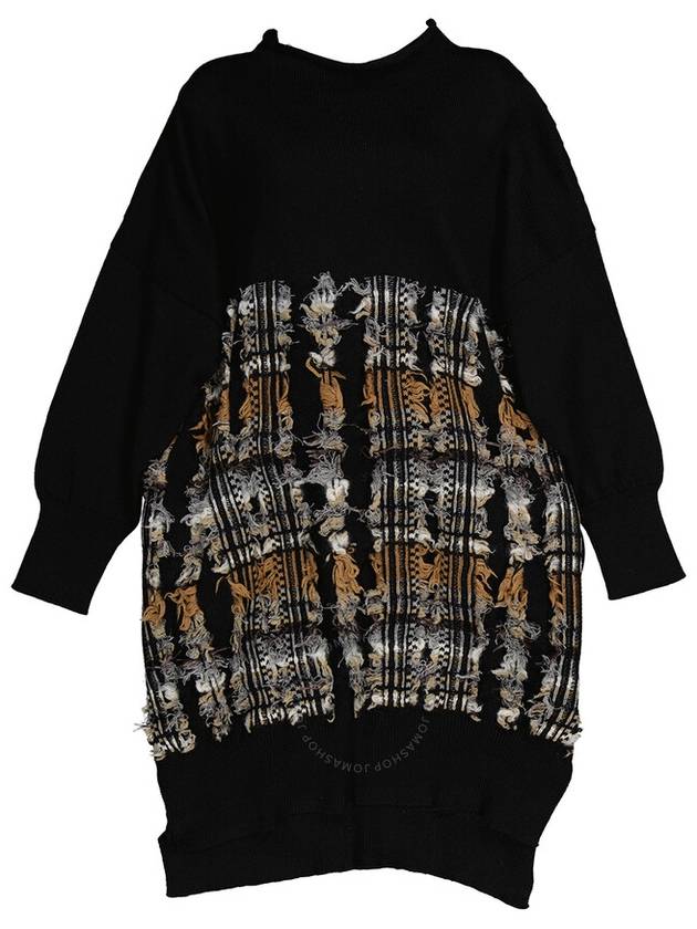 Y'S Black Lattice Wool-Blend Sweater Dress, Brand Size 2 (Small) - YOHJI YAMAMOTO - BALAAN 1