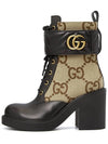 Women's Double G Canvas Middle Boots Camel - GUCCI - BALAAN 5