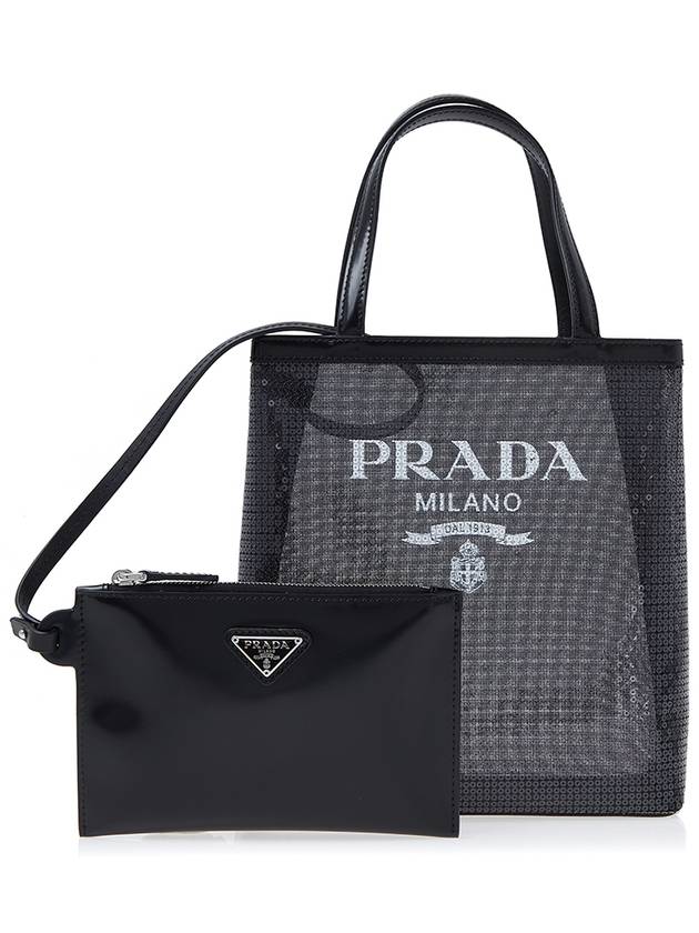 Small Sequin Mesh Tote Bag Black - PRADA - BALAAN 2