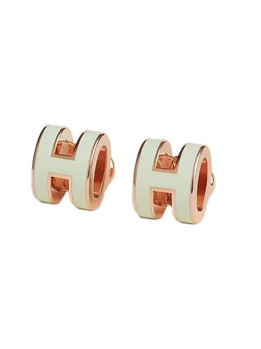 Mini Pop H Rose Gold Earrings Vert Fizz - HERMES - BALAAN 1