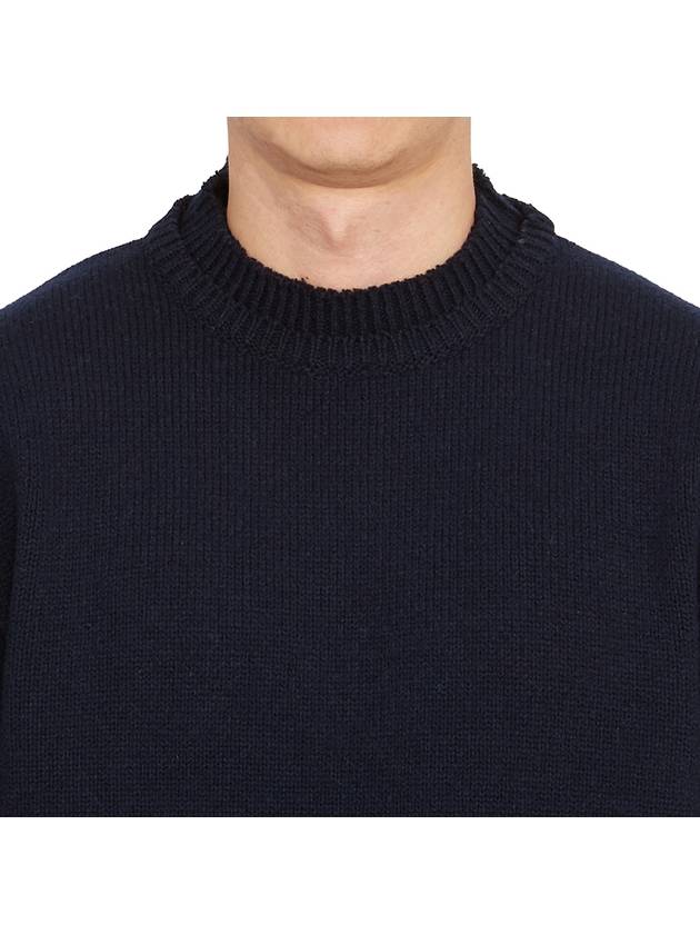 Back Stitch Elbow Patch Knit Top Navy - MAISON MARGIELA - BALAAN 7