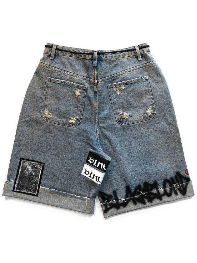 BBD Chaos Patch Fold Up Denim Shorts Rusty Blue - BLACKBLOND - BALAAN 4