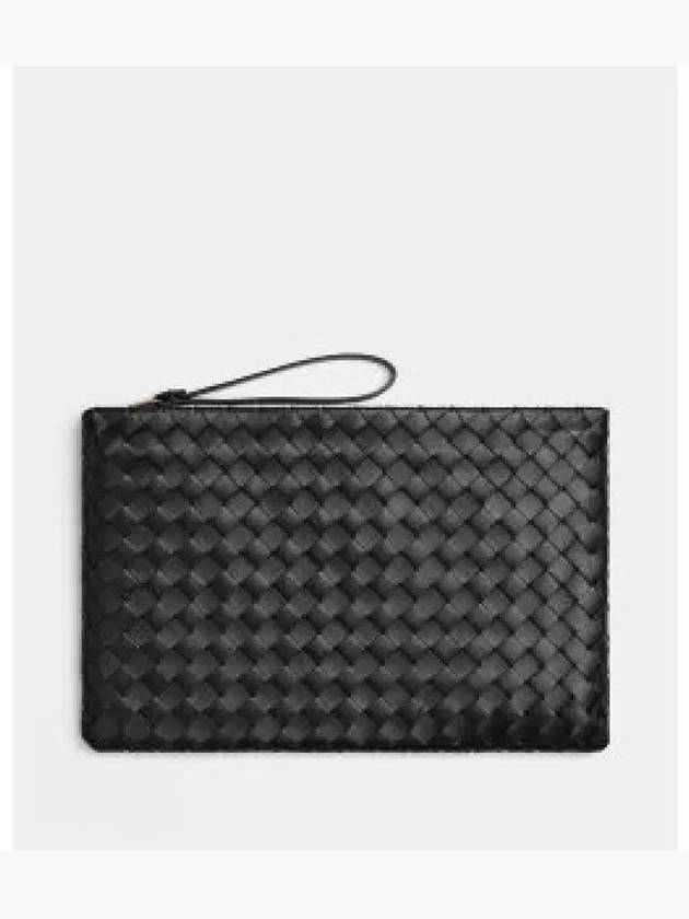 Intrecciato Large Clutch Bag Black - BOTTEGA VENETA - BALAAN 2