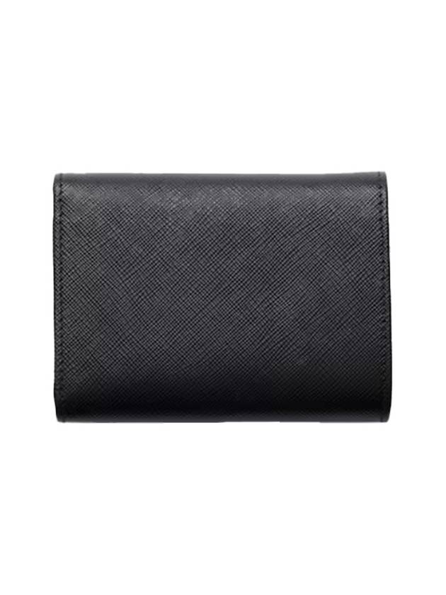 Saffiano Metal Logo Half Wallet Black - PRADA - BALAAN 4