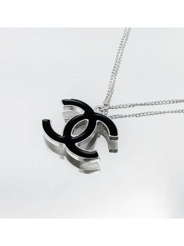 Big CC logo black nickel double sided two way Jenny V necklace pendant 4VCHA30135 - CHANEL - BALAAN 1