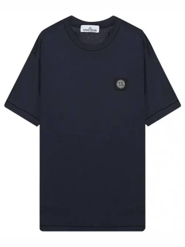 Garment dyeing embroidered logo patch short sleeve men s t shirt - STONE ISLAND - BALAAN 1