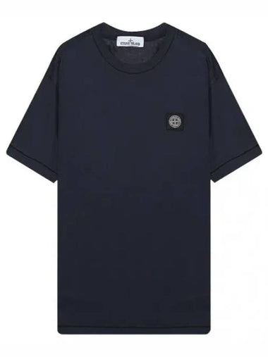 Garment dyeing embroidered logo patch short sleeve t shirt - STONE ISLAND - BALAAN 1