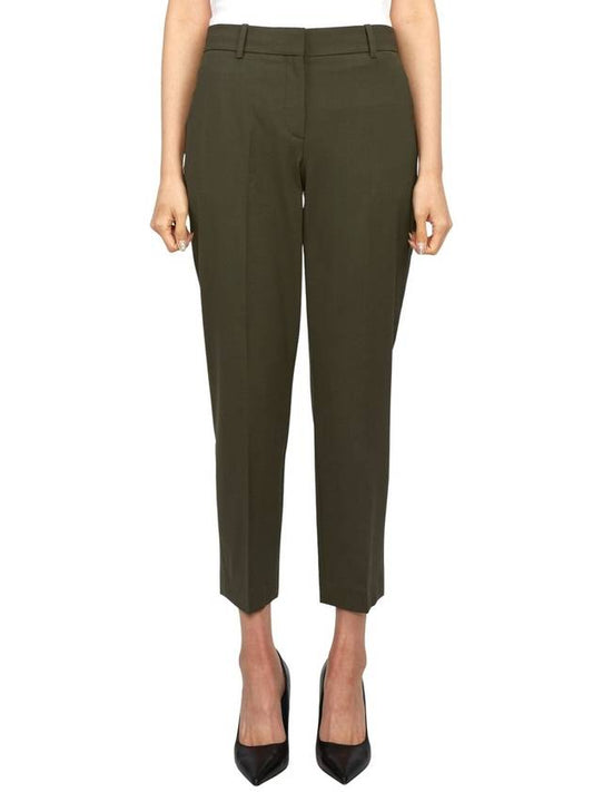 Women's Good Wool Treeca Crop Pants Dark Green - THEORY - BALAAN 2